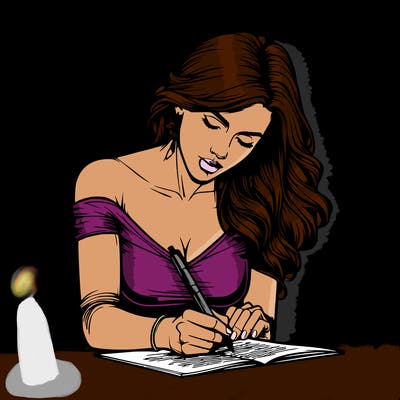 realistic female writing poetry