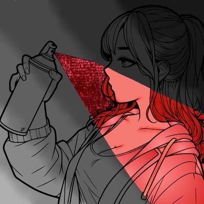 a realistic girl spray, painting