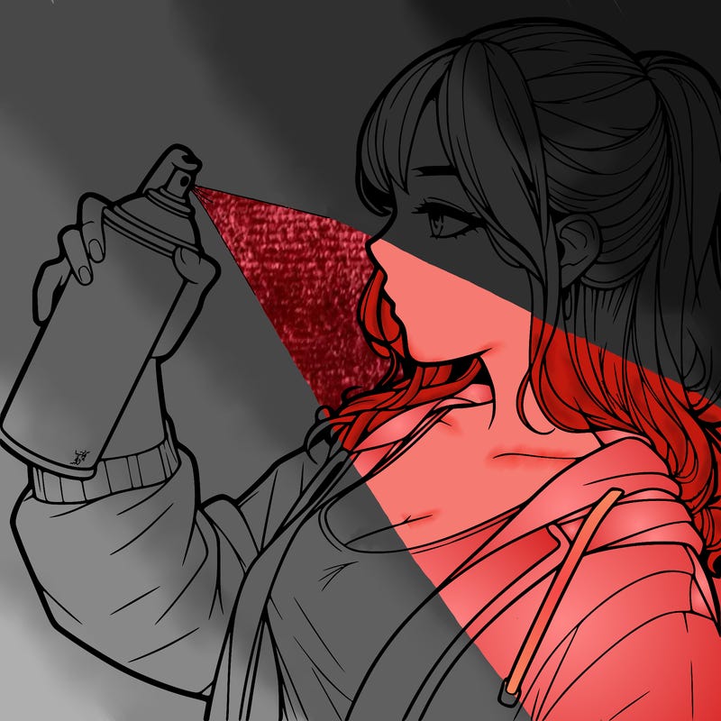 a realistic girl spray, painting