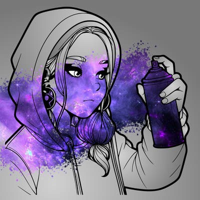 a realistic girl, spray painting