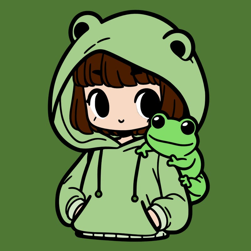 girl and a frog hoodie