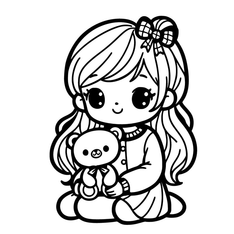 girl with a teddy plush