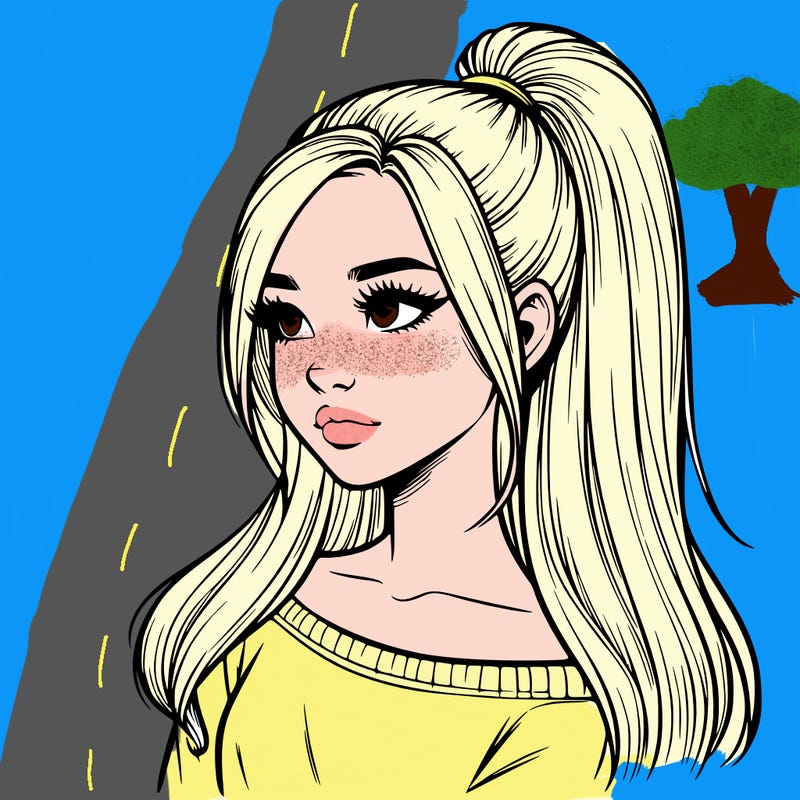 realistic girl with a high ponytail