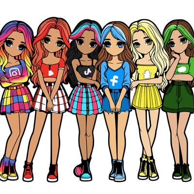 a group of girls realistic