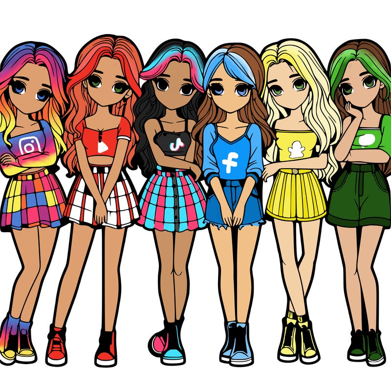 a group of girls realistic
