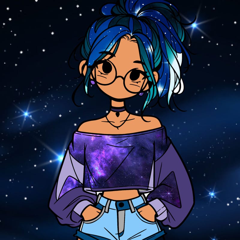 girl with a messy ponytail glasses a baggy crop top and jean shorts