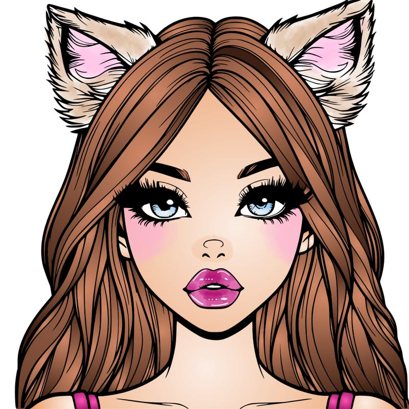 realistic girl with fox ears and realistic lips