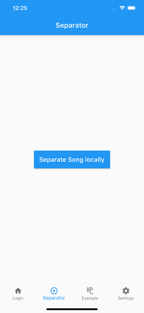 AI Vocal Remover for karaoke - AIボーカルリムーバーアプリの曲分離画面、ローカルで曲を分離するボタン付き