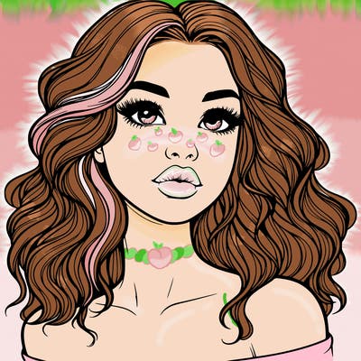 realistic girl with wavy hair and lips