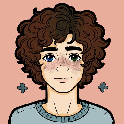 a realistic teenage boy with curly hair