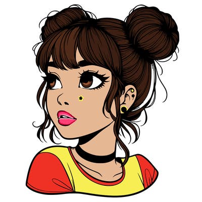 realistic girl with spacebuns