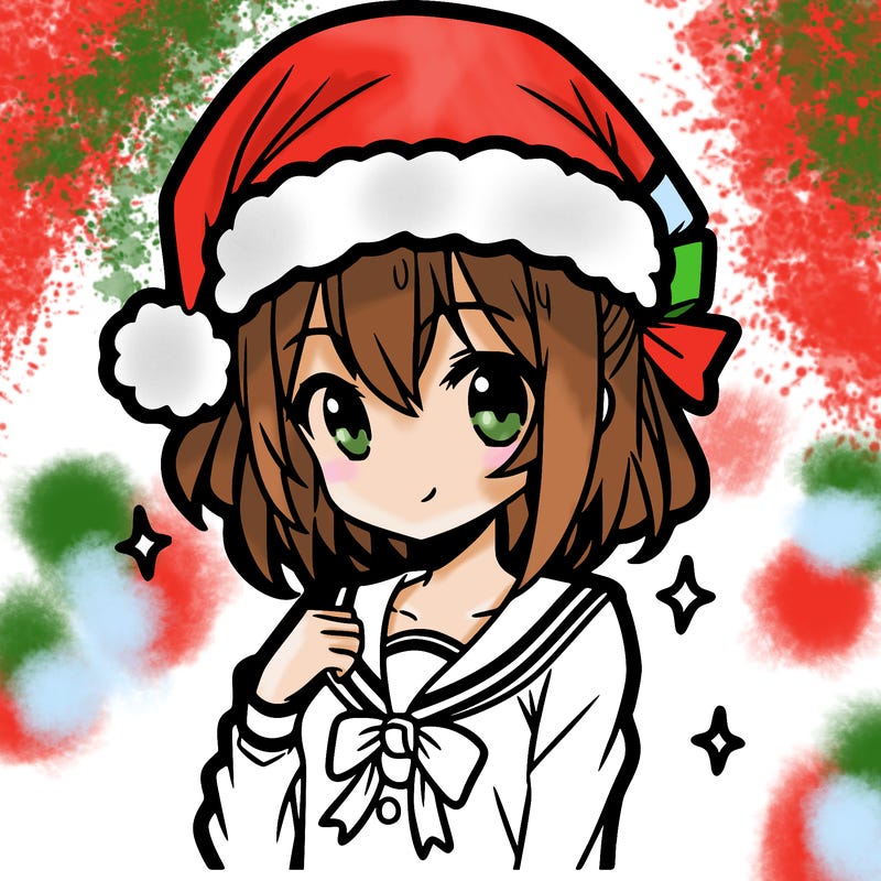 anime girl wearing a santa hat