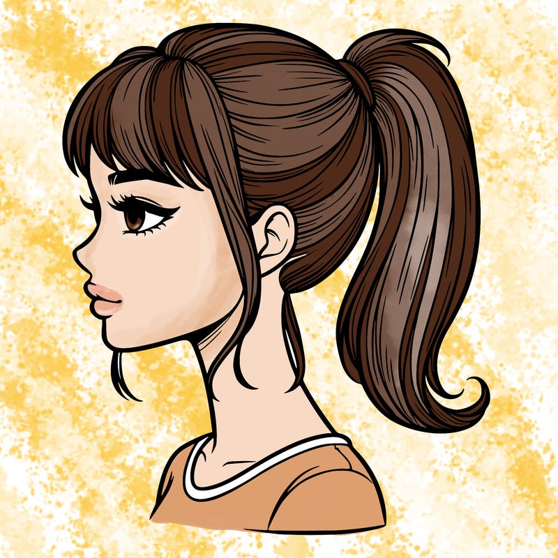 realistic woman with a pony tail hair style