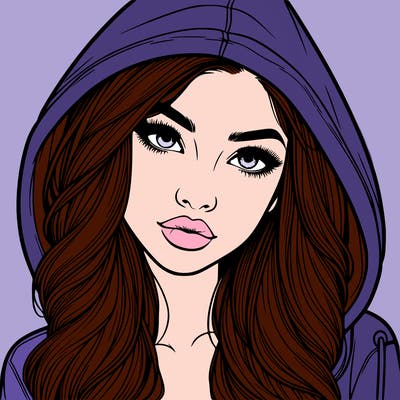 realistic beautiful girl with a hood on