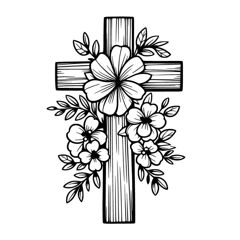 cross with flowers