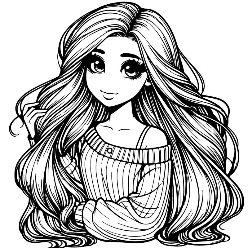 realistic girl with super long hair