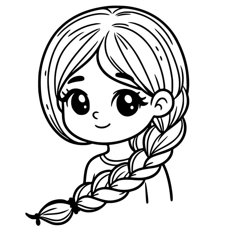 a girl with one long braid