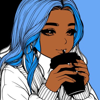 realistic girl drinking coffee