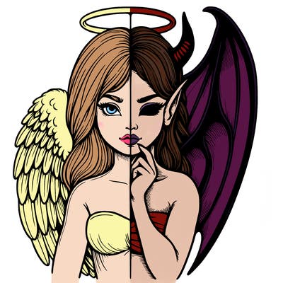 realistic angel half demon