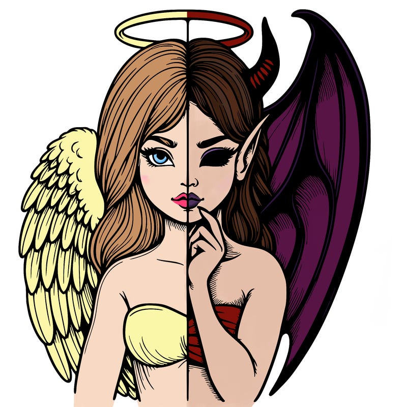 realistic angel half demon