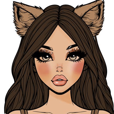 realistic girl with fox ears and realistic lips