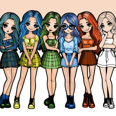 a group of girls realistic