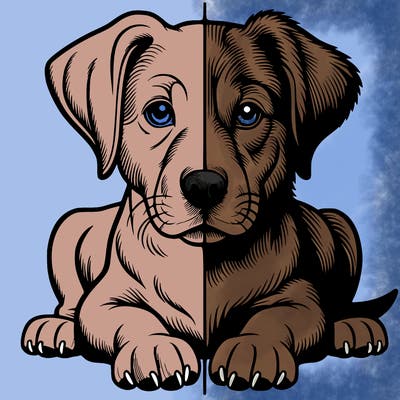 realistic dog split picture