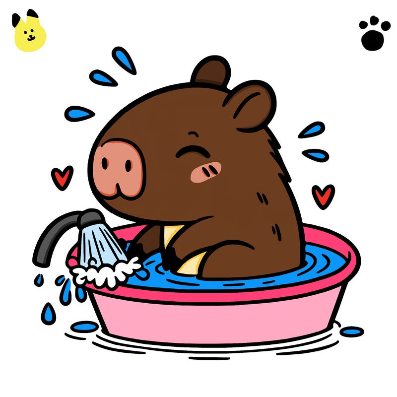 capybara taking a bath