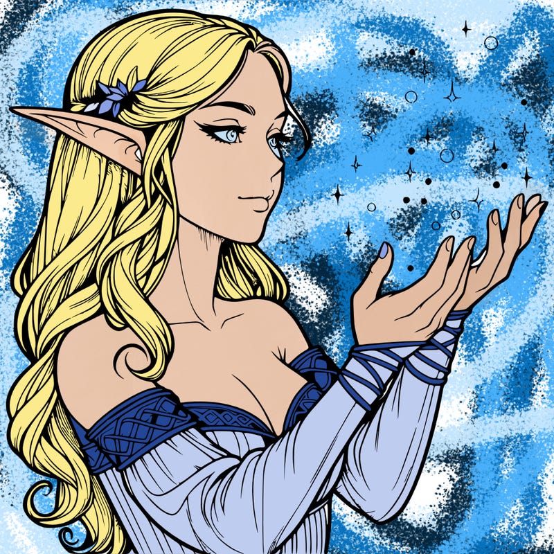 realistic elf girl doing magic