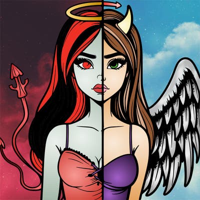 devil vs angel realistic girl