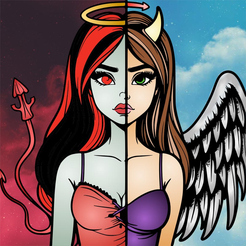 devil vs angel realistic girl