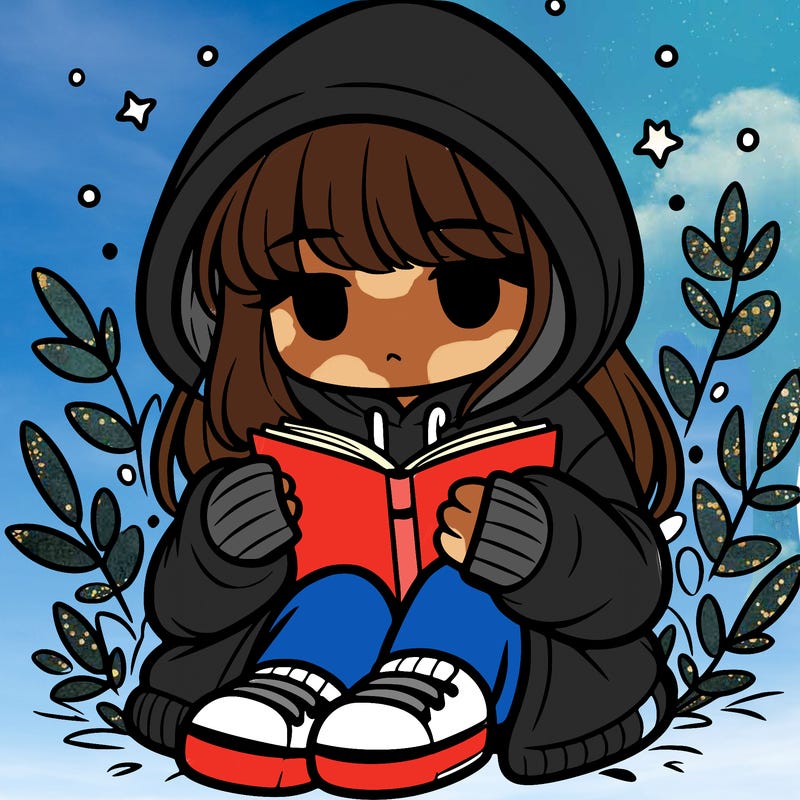 girl in oversized hoodie reading a book