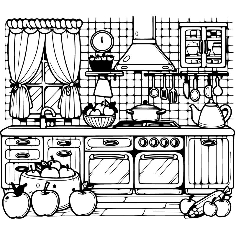 kitchen, apple theme