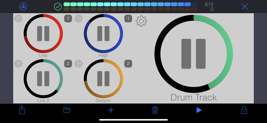 Surface de contrôle MIDI personnalisable avec des boutons de lecture codés par couleur pour la production musicale.