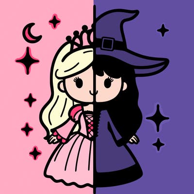 split princess and witch