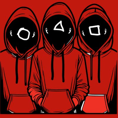 3 faceless people in  hoodies