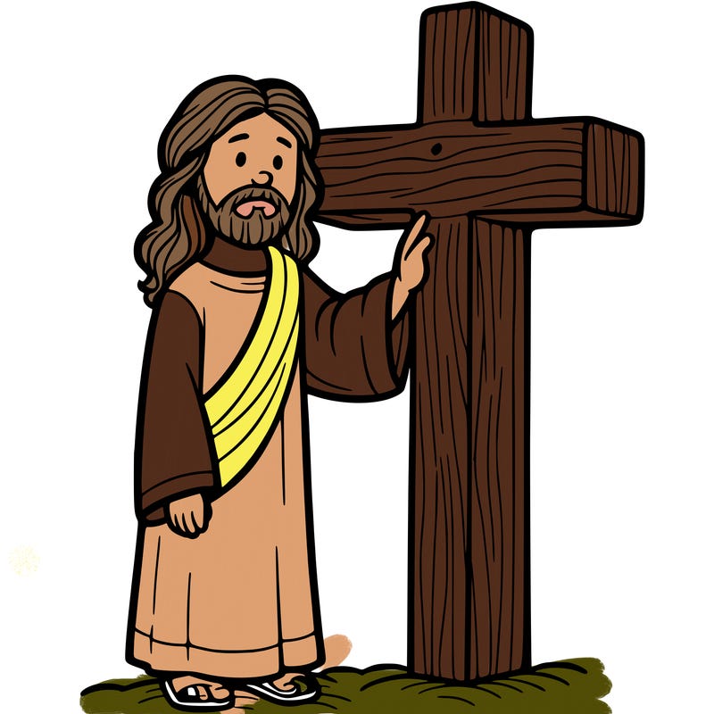 jesus standing beside the cross