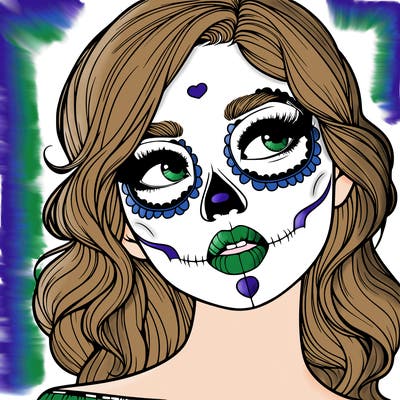 realistic girl with skull makeup