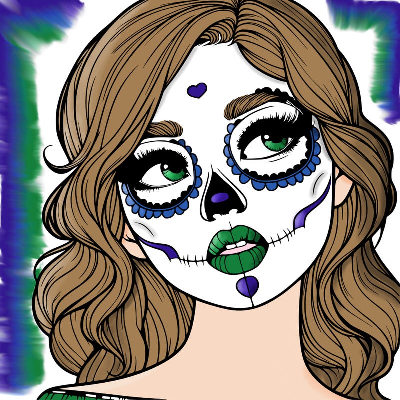 realistic girl with skull makeup