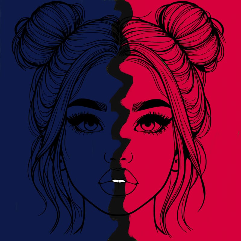 realistic girl with two buns on her hair and lips