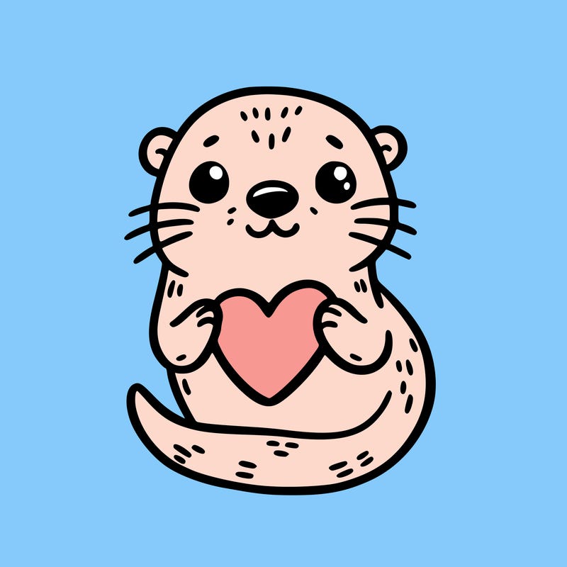 otter with a heart