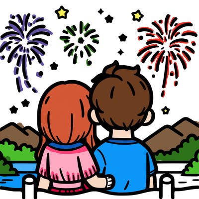 couple watching fireworks