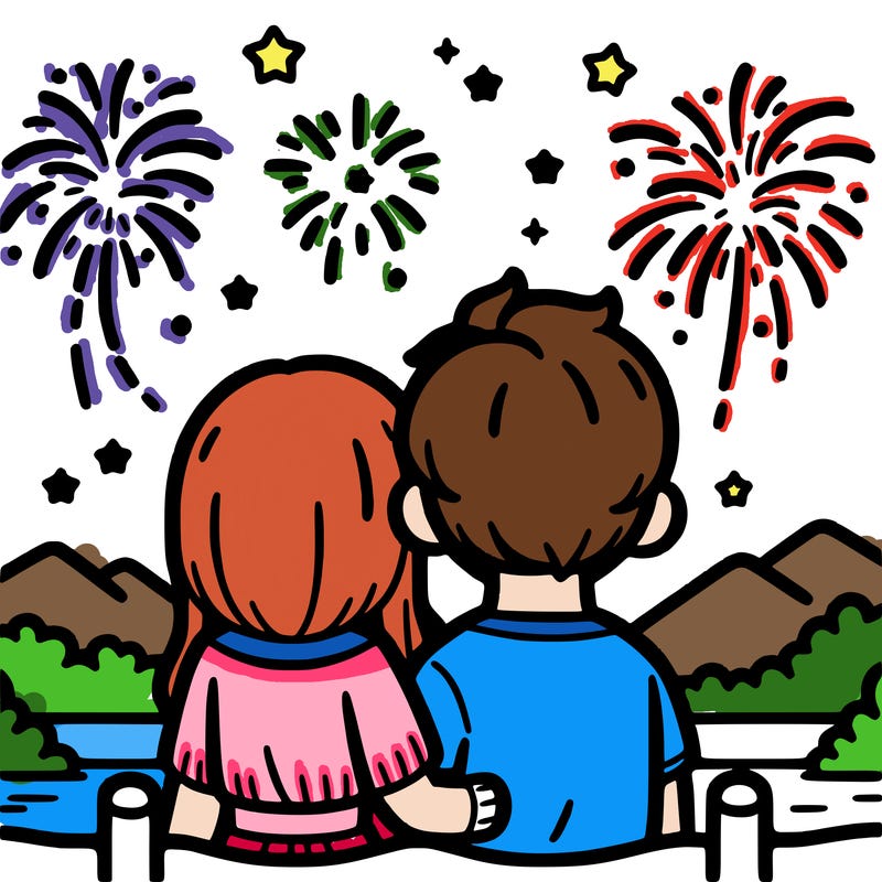 couple watching fireworks