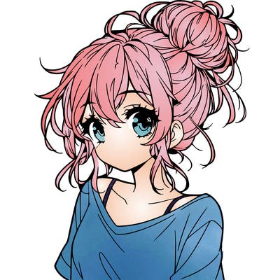 a beautiful anime girl with a messy bun