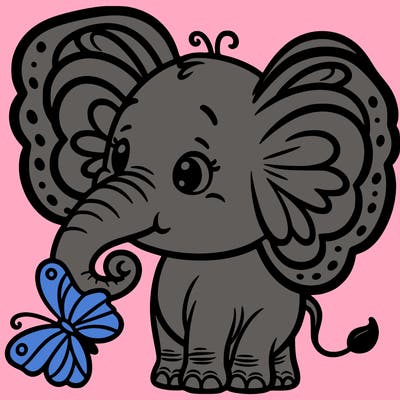 elephant with butterfly ears