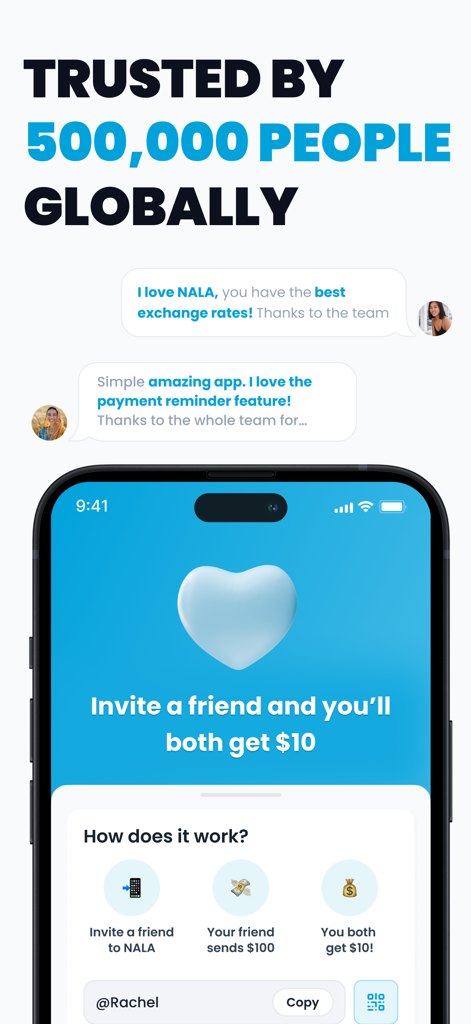 NALA Send Money Globally - NALA app referral program and user reviews for global money transfers