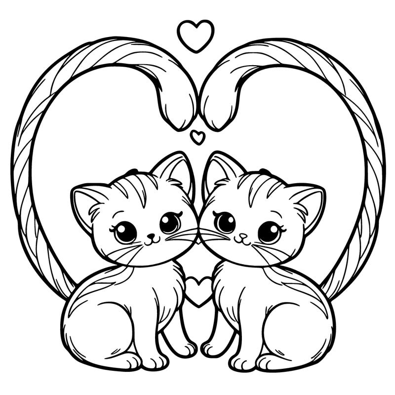 two kittens forming a heart with their tails