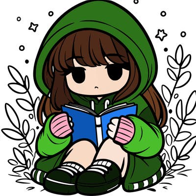 girl in oversized hoodie reading a book