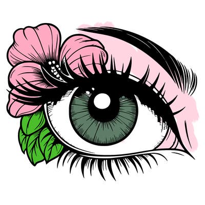 realistic eye with flower