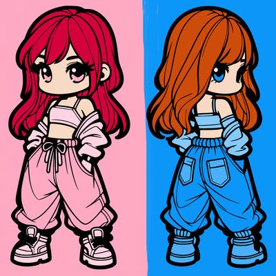 girl in crop top and baggy pants